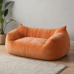 A comfortable couch designed to resemble an orange cat with its soft and plush structure.