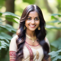 A 25-year-old Indian girl with beautiful eyes, wearing traditional Indian attire