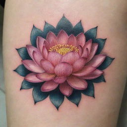 An aesthetic tattoo featuring a beautifully rendered lotus flower.