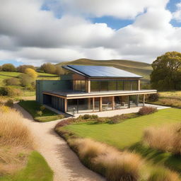 A modern sustainable house located in the English countryside