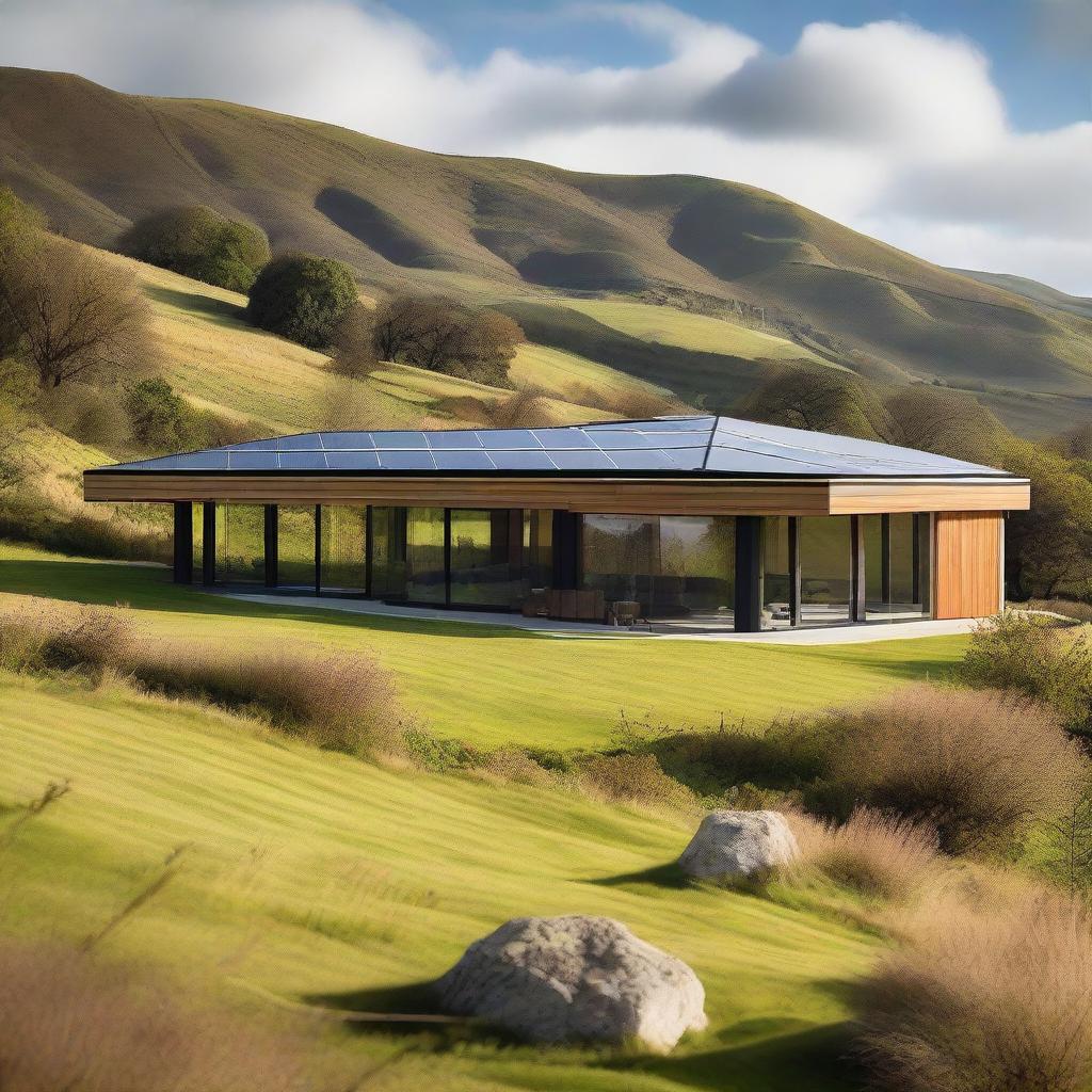 A modern sustainable house located in the English countryside