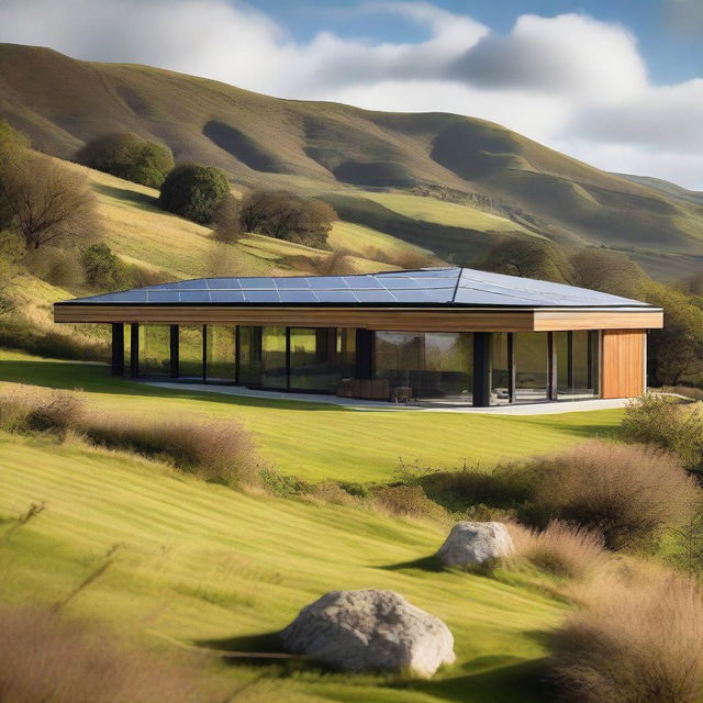 A modern sustainable house located in the English countryside