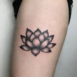 A minimalistic, aesthetic tattoo design featuring a lotus flower.