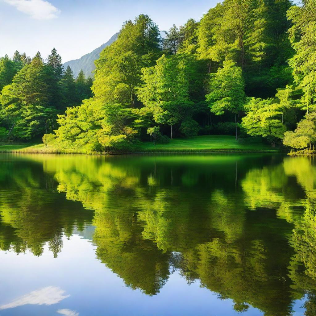 A serene image capturing the reflection of nature in a 9:16 aspect ratio