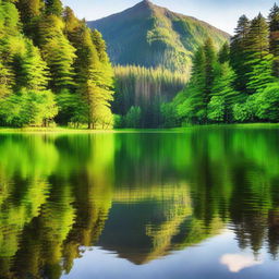 A serene image capturing the reflection of nature in a 9:16 aspect ratio