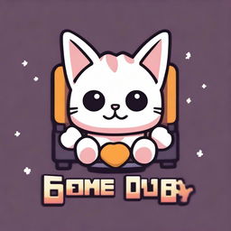 A game over screen with a cute little cat in the middle