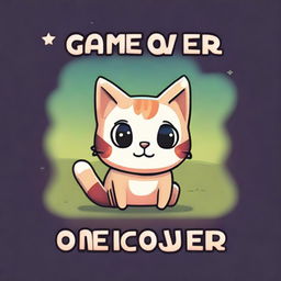 A game over screen with a cute little cat in the middle