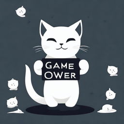 A game over screen for a game about a white cat