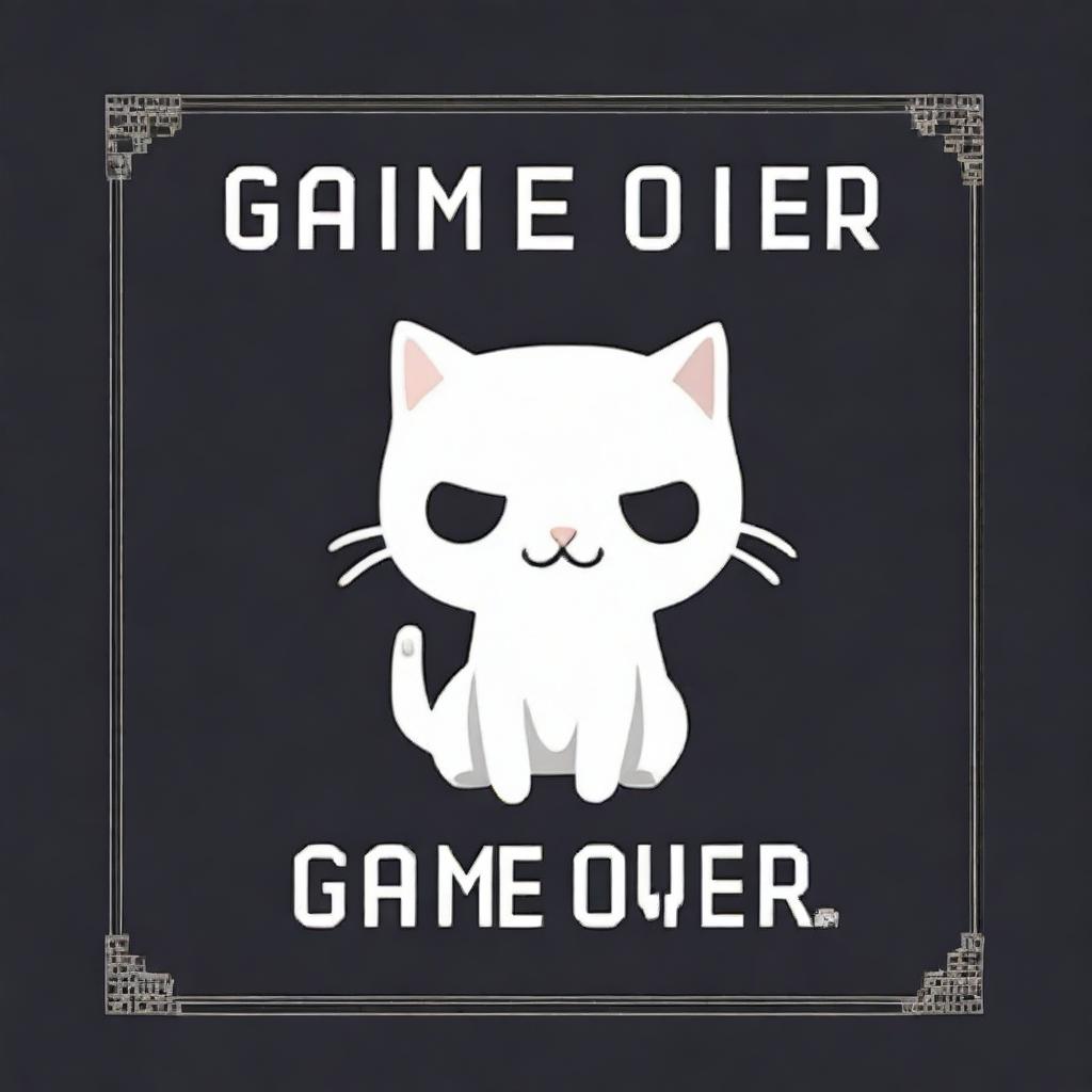 A game over screen for a game about a white cat