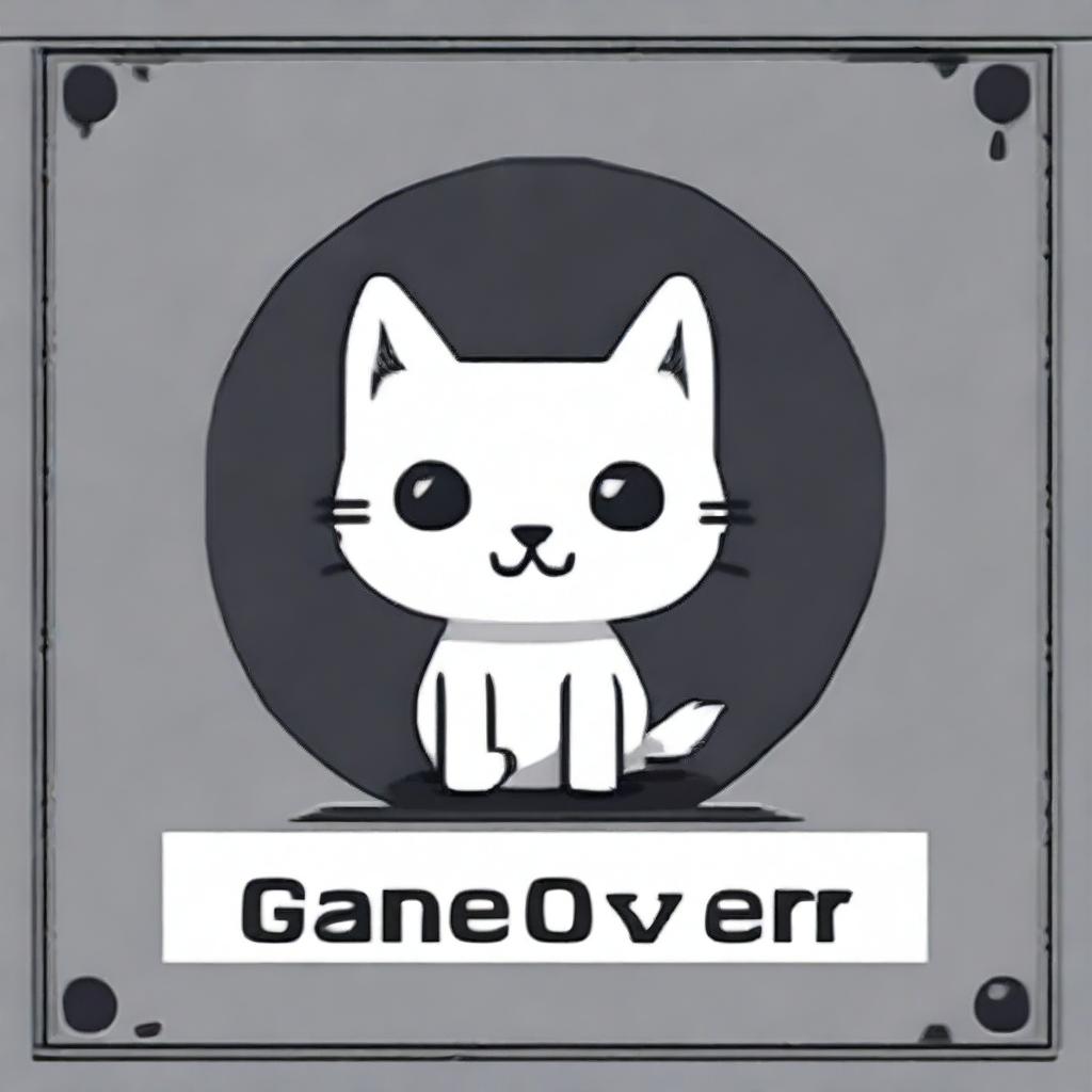 A game over screen for a game about a white cat