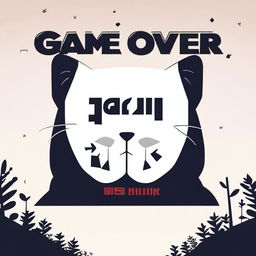 A game over screen for a game about a white cat