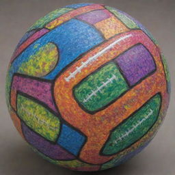 A vibrantly colored football brimming with a variety of shades and patterns.