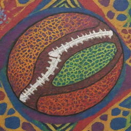 A vibrantly colored football brimming with a variety of shades and patterns.