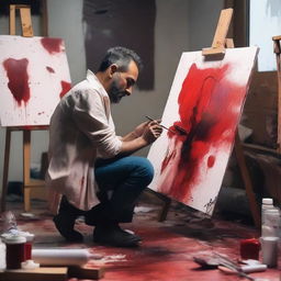 An artist experiencing a creative block takes a break in his studio