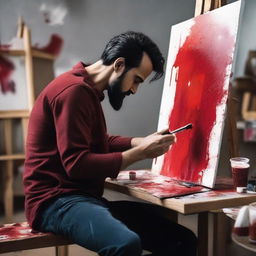 An artist experiencing a creative block takes a break in his studio