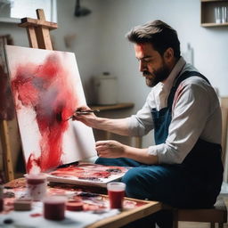 An artist experiencing a creative block takes a break in his studio