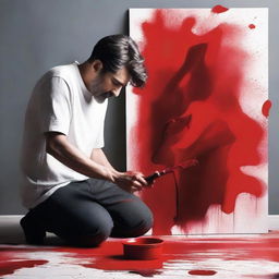 Create a film poster featuring a dramatic scene of an artist experiencing a creative block