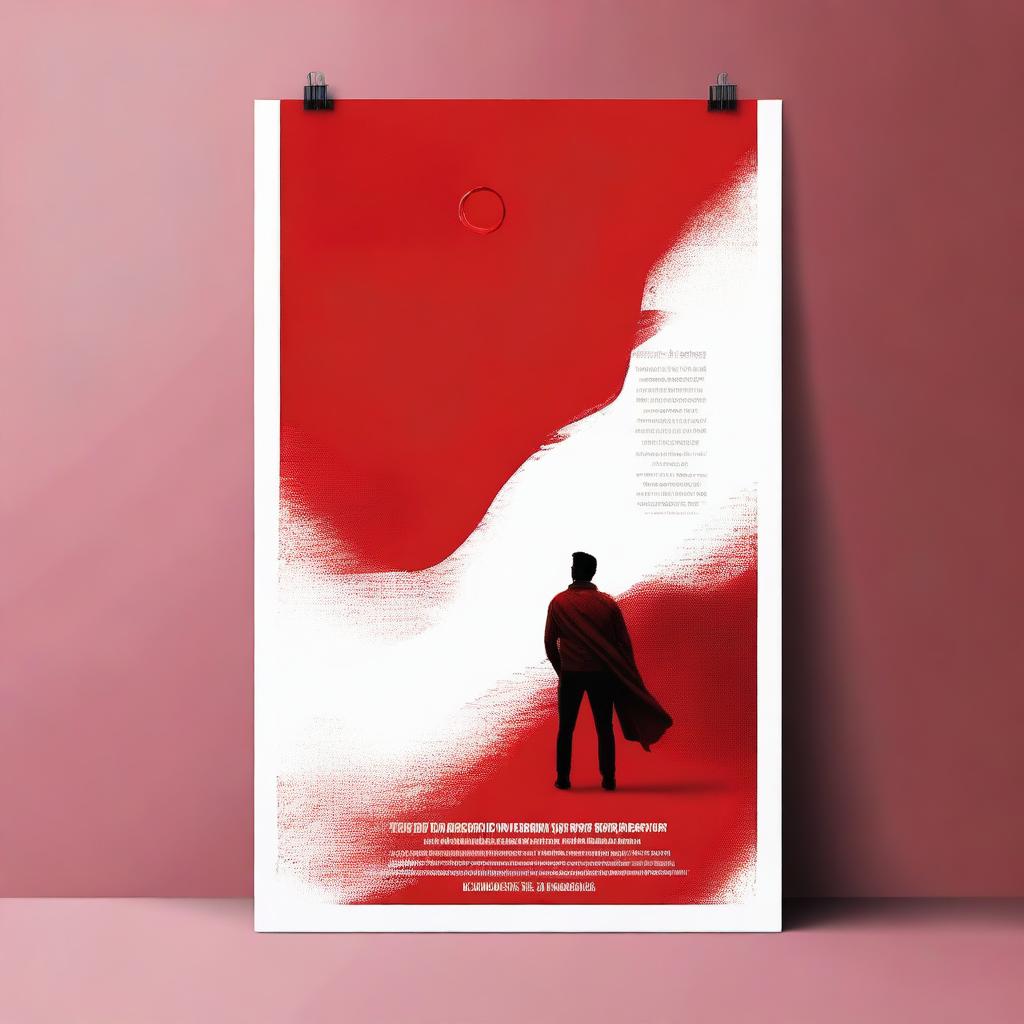 Create a film poster featuring a red canvas as the main element