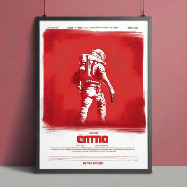 Create a film poster featuring a red canvas as the main element