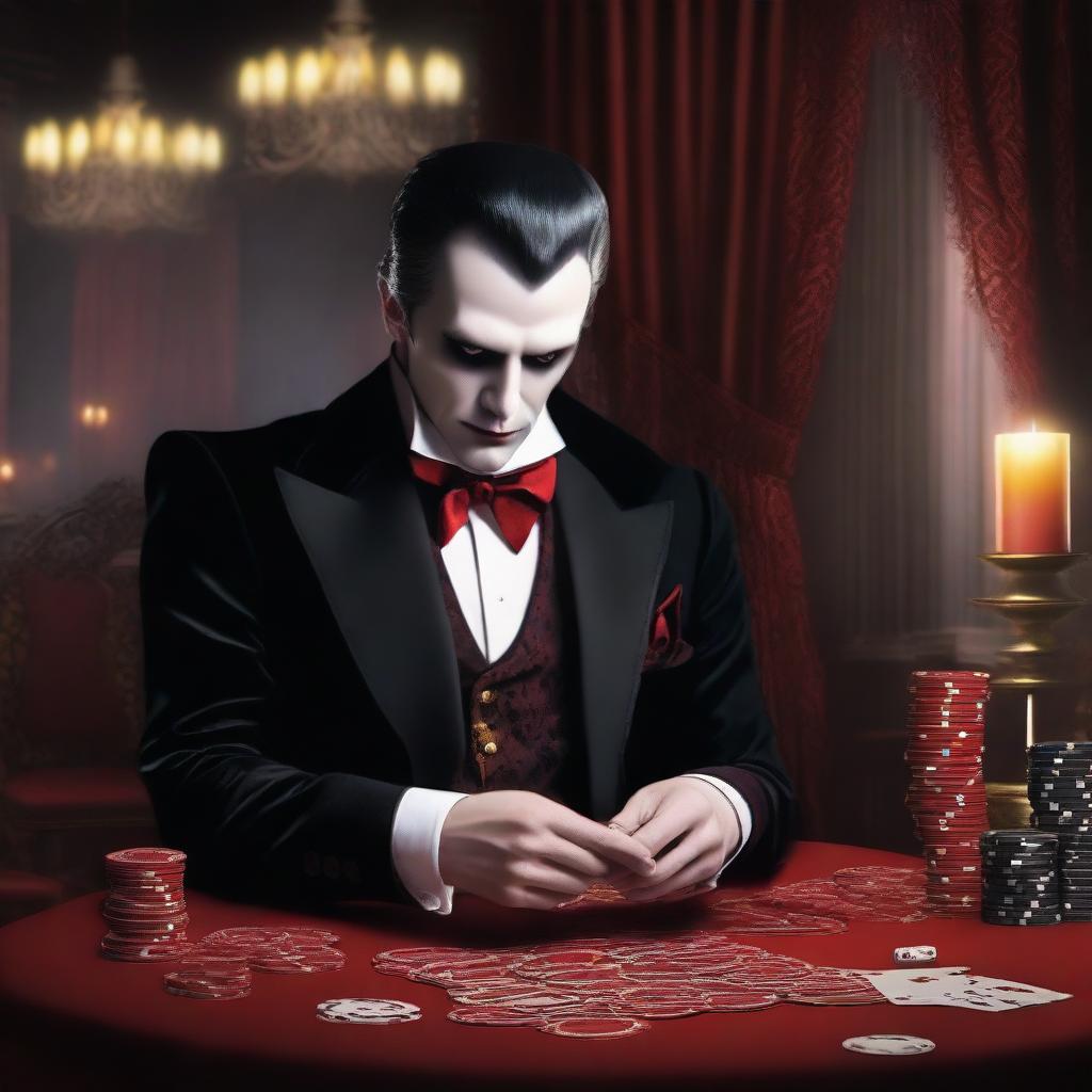 A vampire lord hosting a lavish casino night