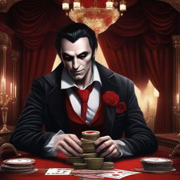 A vampire lord hosting a lavish casino night