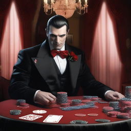 A vampire lord hosting a lavish casino night