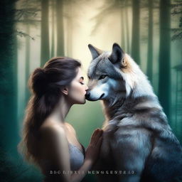 A captivating book cover featuring a majestic wolf in the background