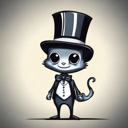 A quasit, a small demon-like creature, wearing a stylish top hat