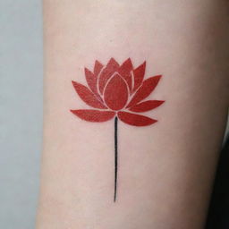 A minimalistic, simple, unique tattoo of a red lotus enhancing the minimalist aesthetic.