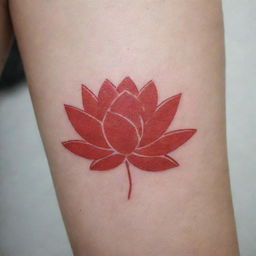 A minimalistic, simple, unique tattoo of a red lotus enhancing the minimalist aesthetic.