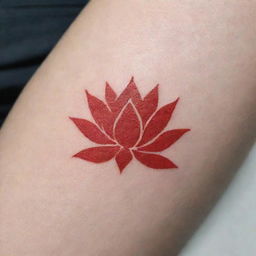 A minimalistic, simple, unique tattoo of a red lotus enhancing the minimalist aesthetic.