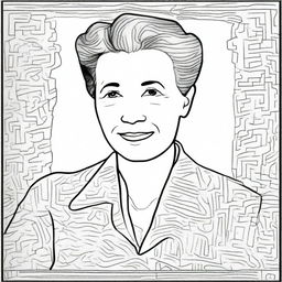 Create a coloring book page featuring Simone de Beauvoir (1908-1986)