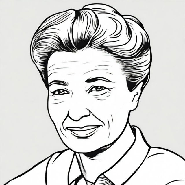 Create a coloring book page featuring Simone de Beauvoir (1908-1986)