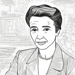 Create a coloring book page featuring Simone de Beauvoir (1908-1986)