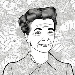 Create a detailed coloring book page featuring Simone de Beauvoir (1908-1986)