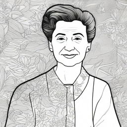 Create a coloring book page featuring Simone de Beauvoir (1908-1986) with a stunning background