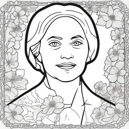 Create a coloring book page featuring Susan B