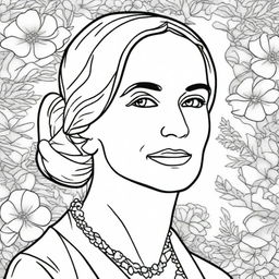 Create a coloring book page featuring Susan B