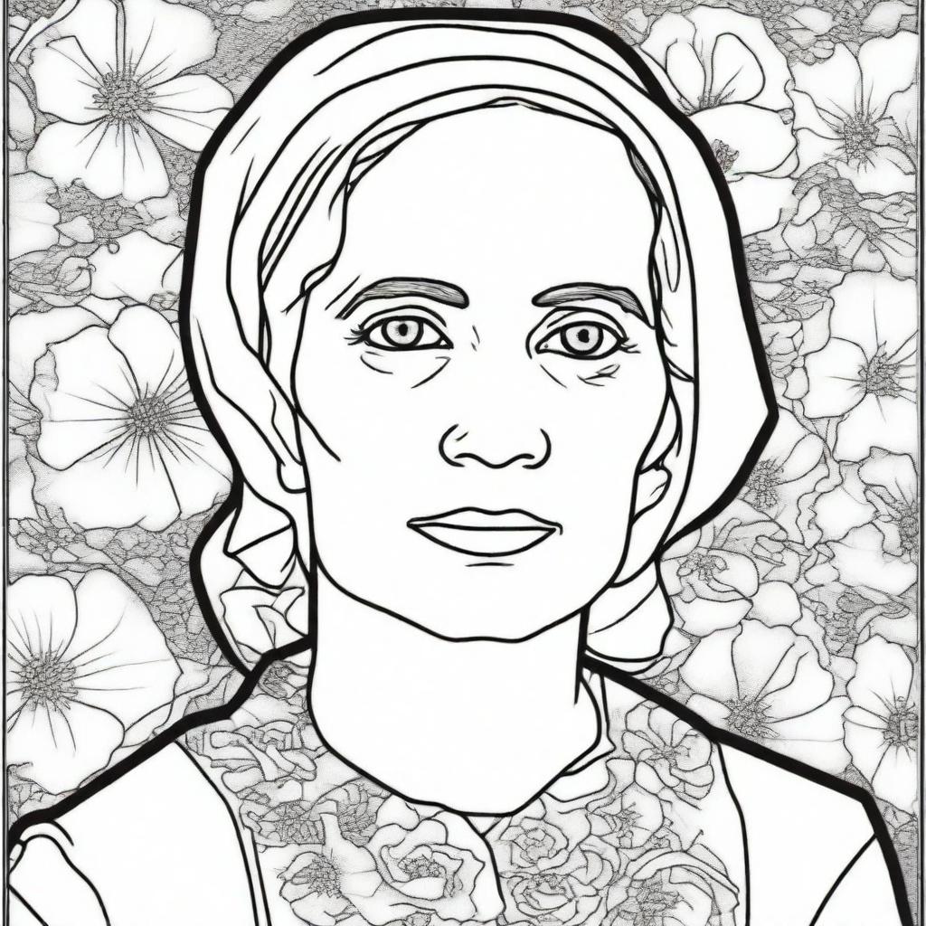 Create a coloring book page featuring Susan B