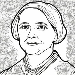 Create a coloring book page featuring Susan B