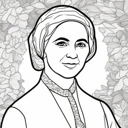 Create a coloring book page featuring Susan B