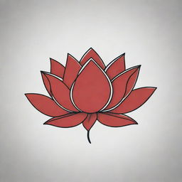 A unique tattoo design of a red lotus, done in a simple and minimalistic line drawing aesthetic.