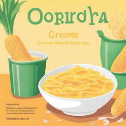 Create a book cover featuring a bowl of creamed corn