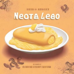 Create a book cover featuring a bowl of creamed corn and a cannoli