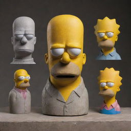 Stone sculptures of characters from The Simpsons