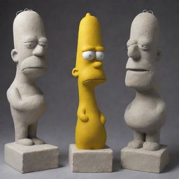 Stone sculptures of characters from The Simpsons