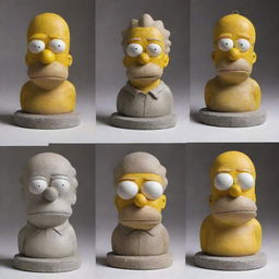 Stone sculptures of characters from The Simpsons