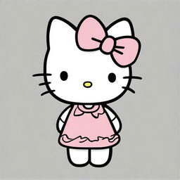 A hand-drawn illustration of Hello Kitty, featuring her signature bow and iconic outfit