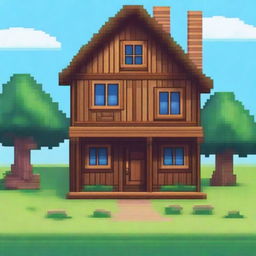 Create a sprite pixel art of a cozy wooden house