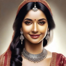 Create a photorealistic image of a pretty Indian woman